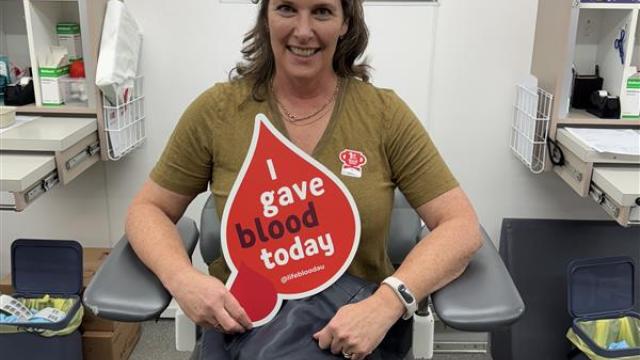 Jo at the Blood Donation Bus