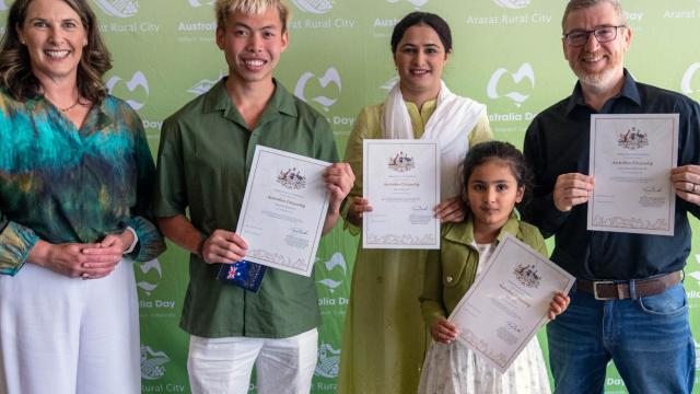 Mayor Jo Armstrong with award recipients on Australia Day 2025