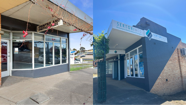 Sertori and Co facade before and after