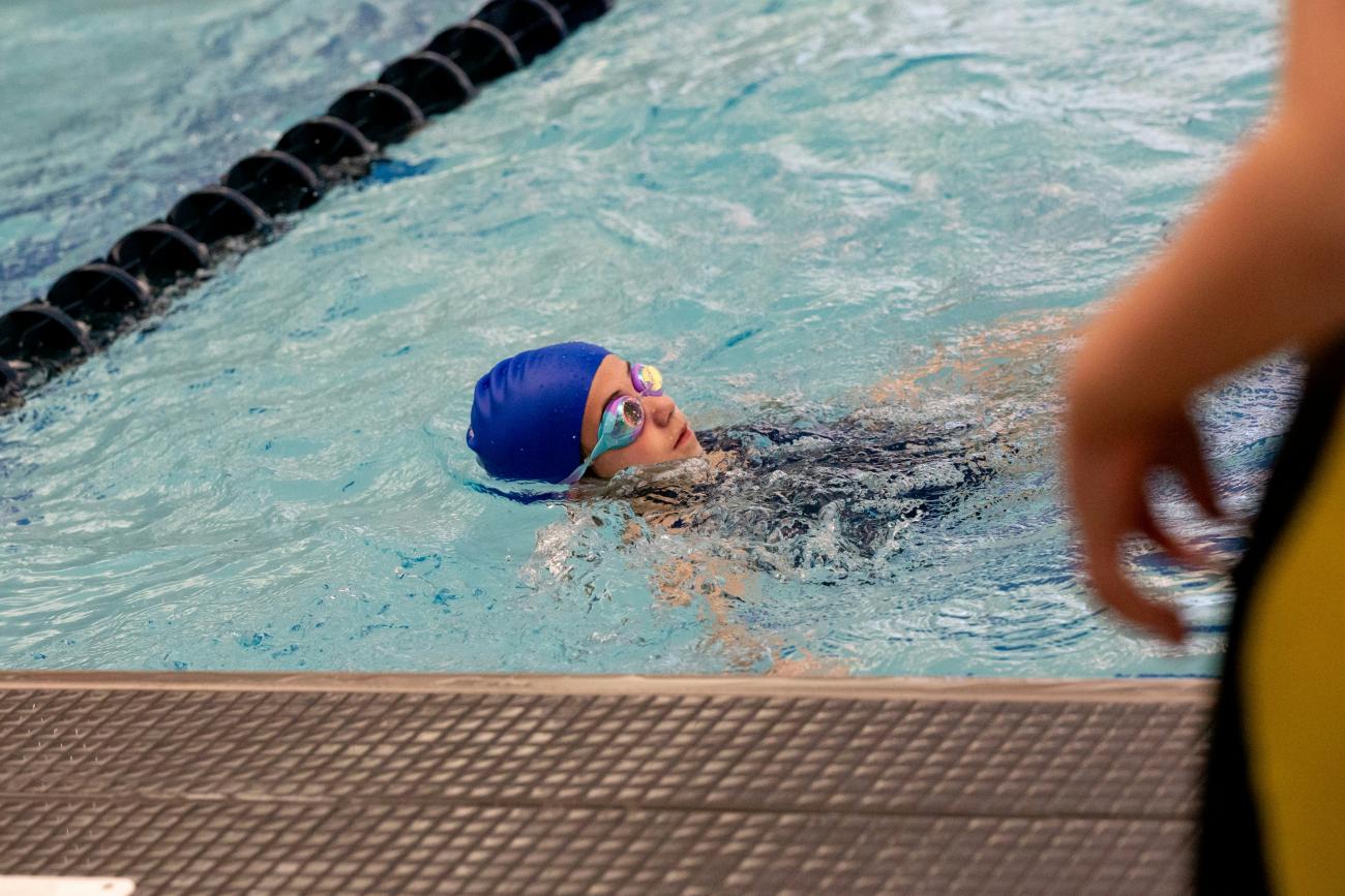 Girl swimming in pool