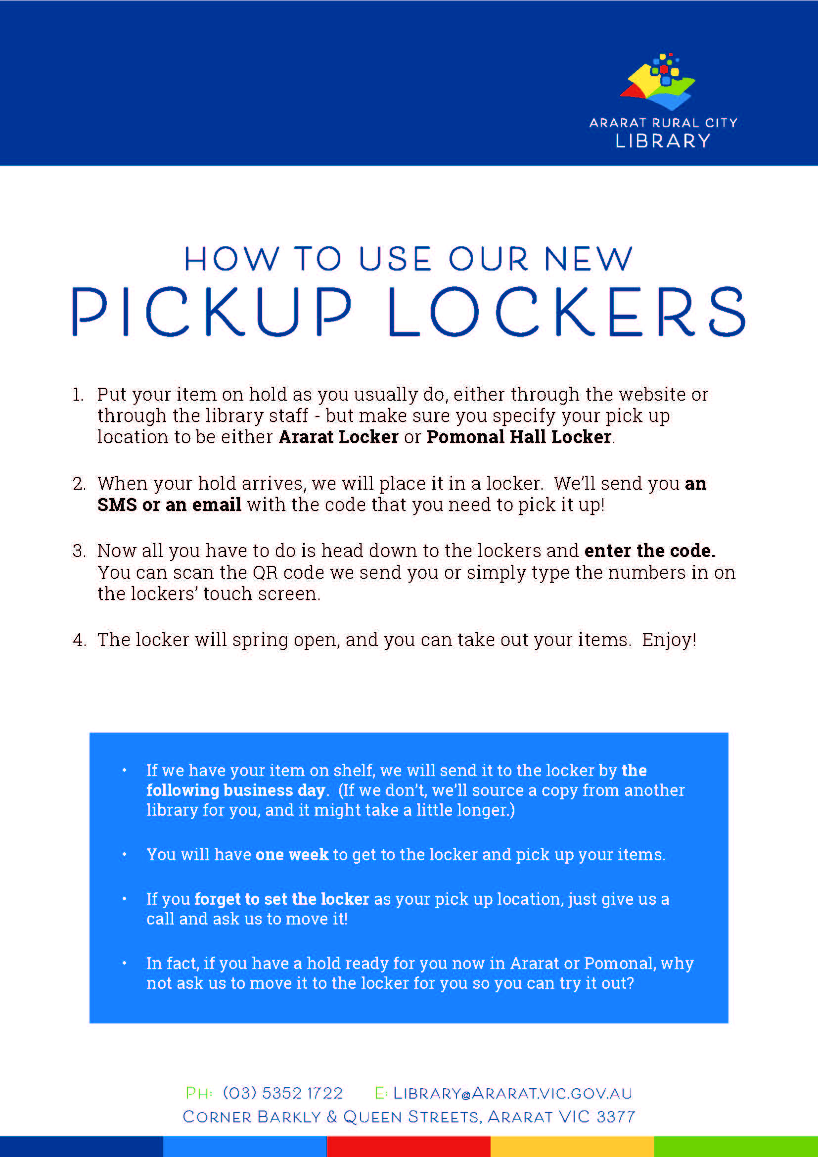 Pickup Lockers User Guide