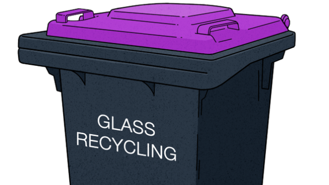Glass Recycling Bin Purple Lid