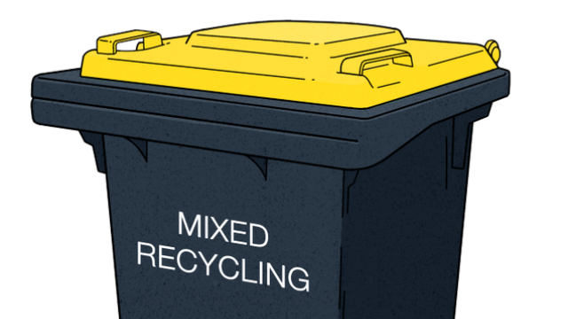 Mixed Recycling Bin Yellow Lid