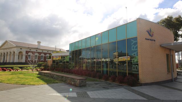 The Ararat Library building, with its distinctive brick and glass facade.