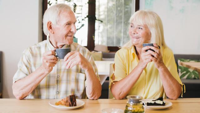 old people having coffee