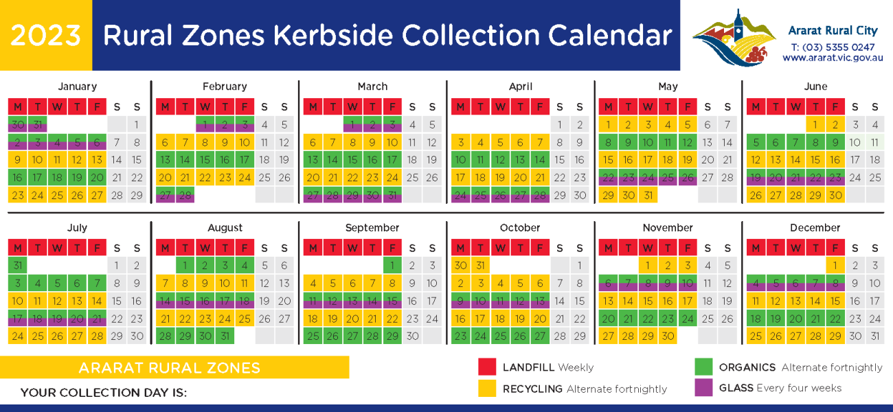 ARCC 2023 Rural Bin Collection Calendar 