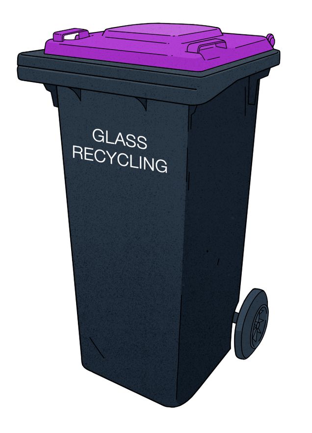 Glass Recycling Bin Purple Lid