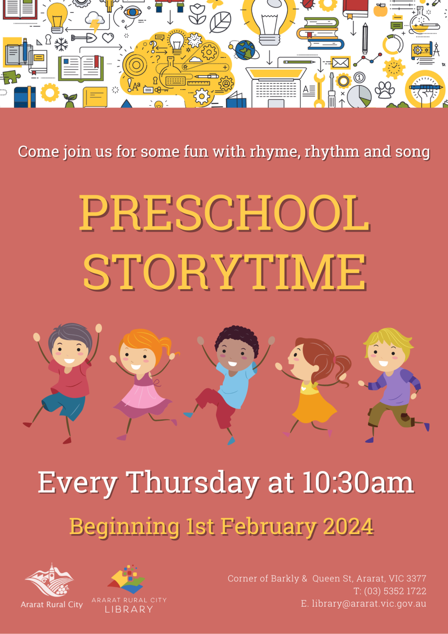 Preschool storytime flyer 2024