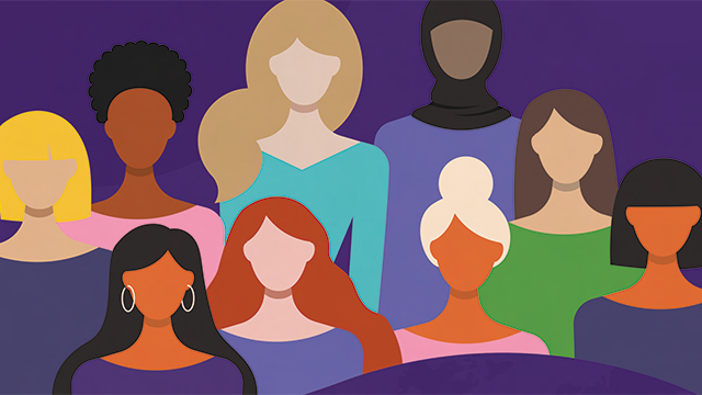 Colourful graphic of different silhouettes of women