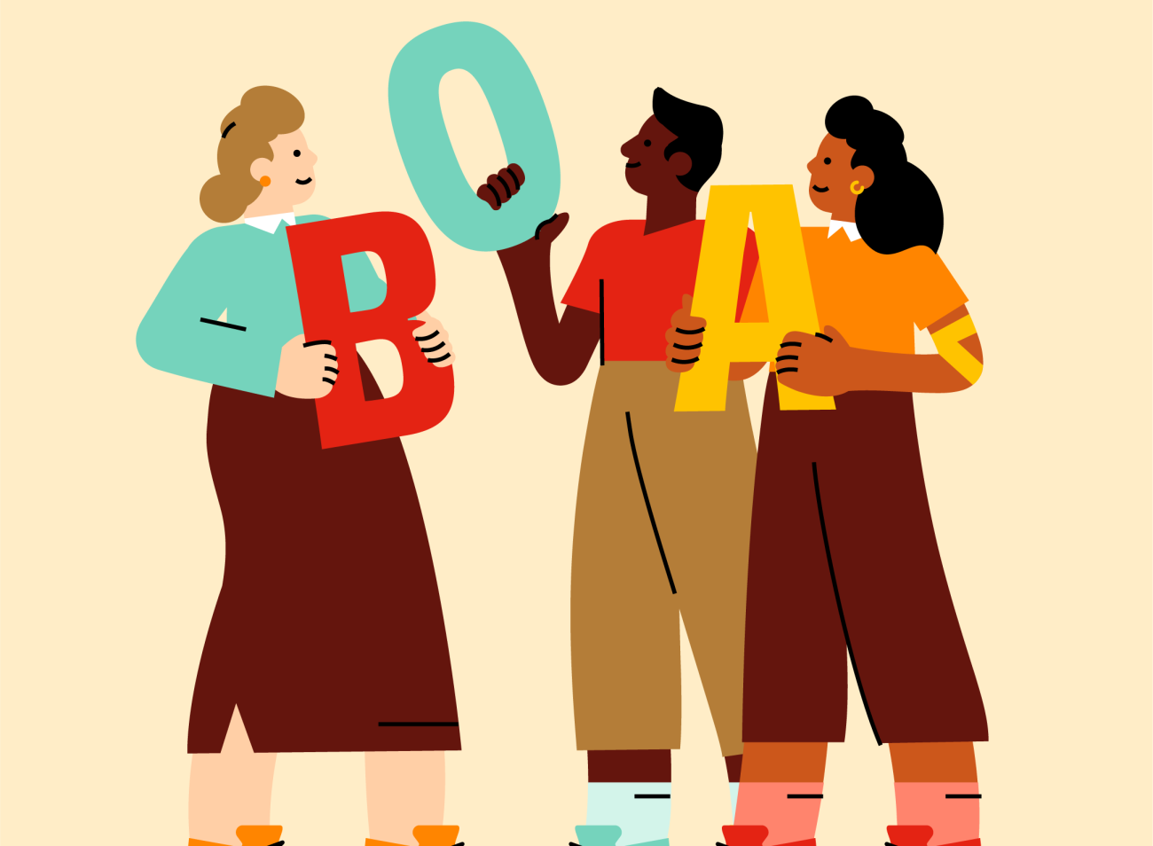 A cartoon of happy people donating blood
