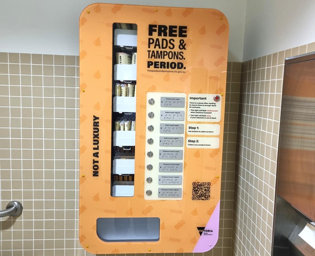 Tampon machine is mounted to the wall of the accessible toilets